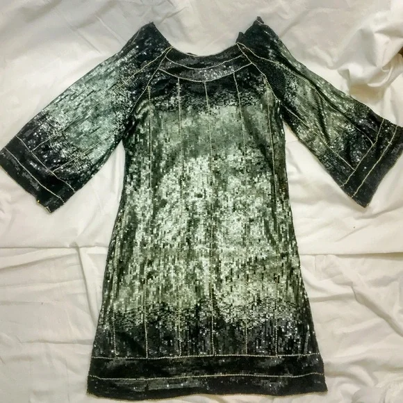 Badgley Mischka Mark & James Sequin Dress black & Green Couture